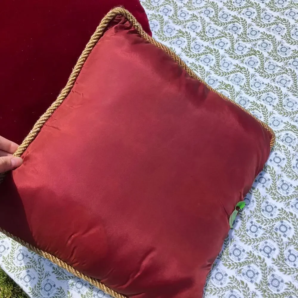 Vintage 1970s embroidered velvet pillow tapestry